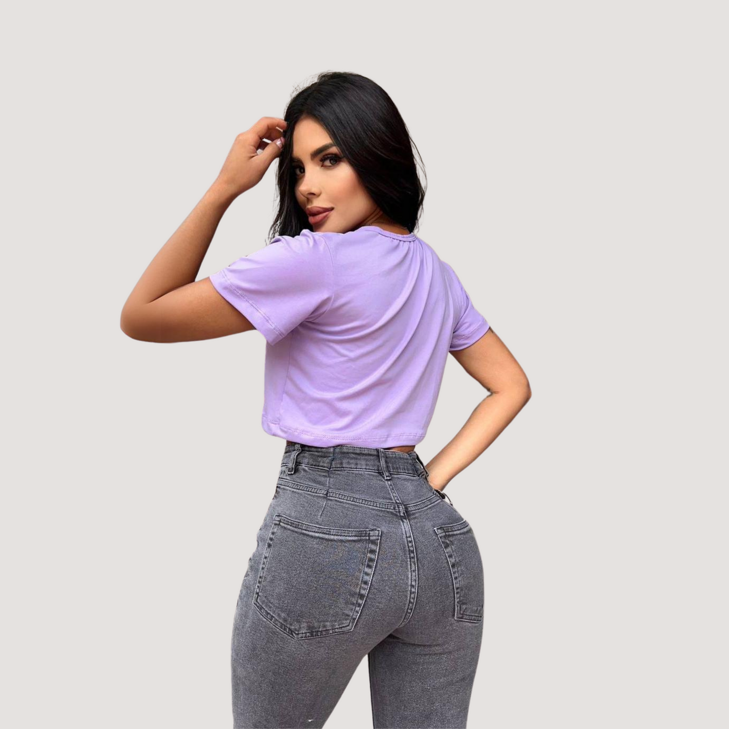 Tshirt crop top- loose fit-chain detail - Saida Fashion