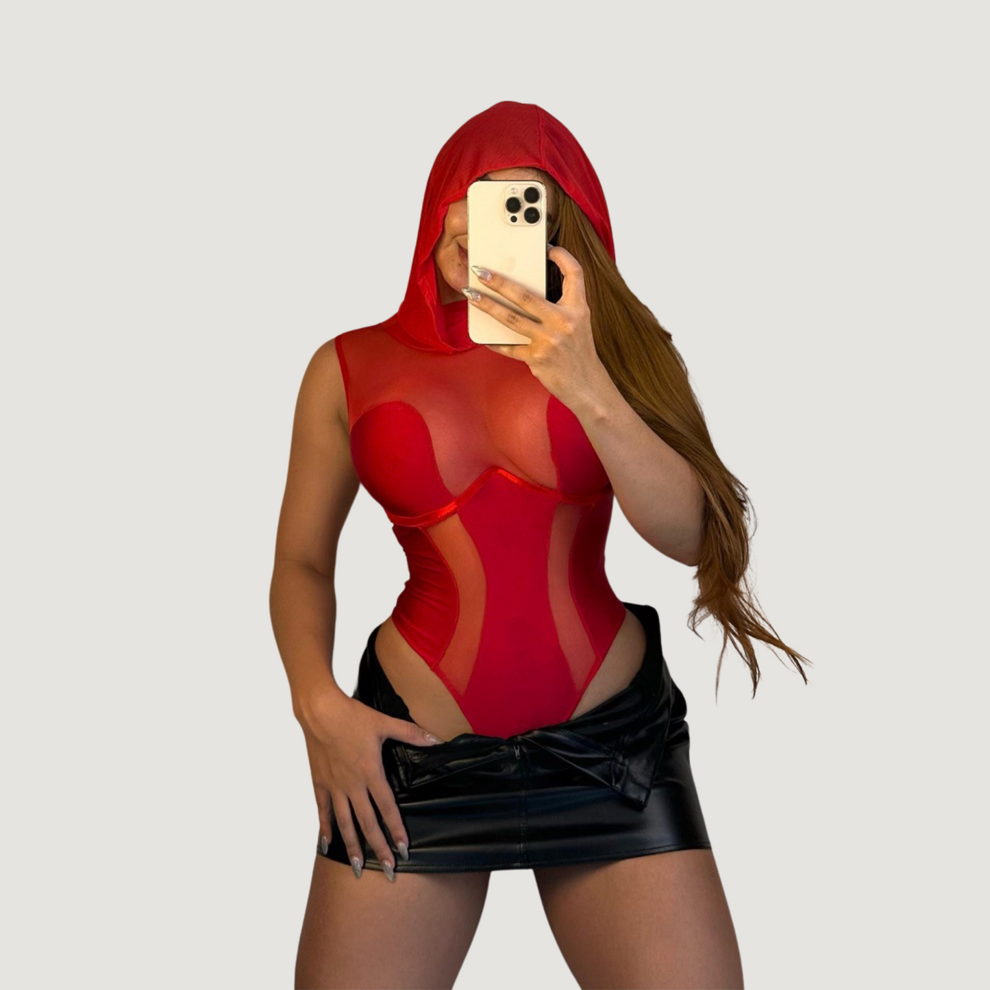 Hooded Mesh Bodysuit for Women