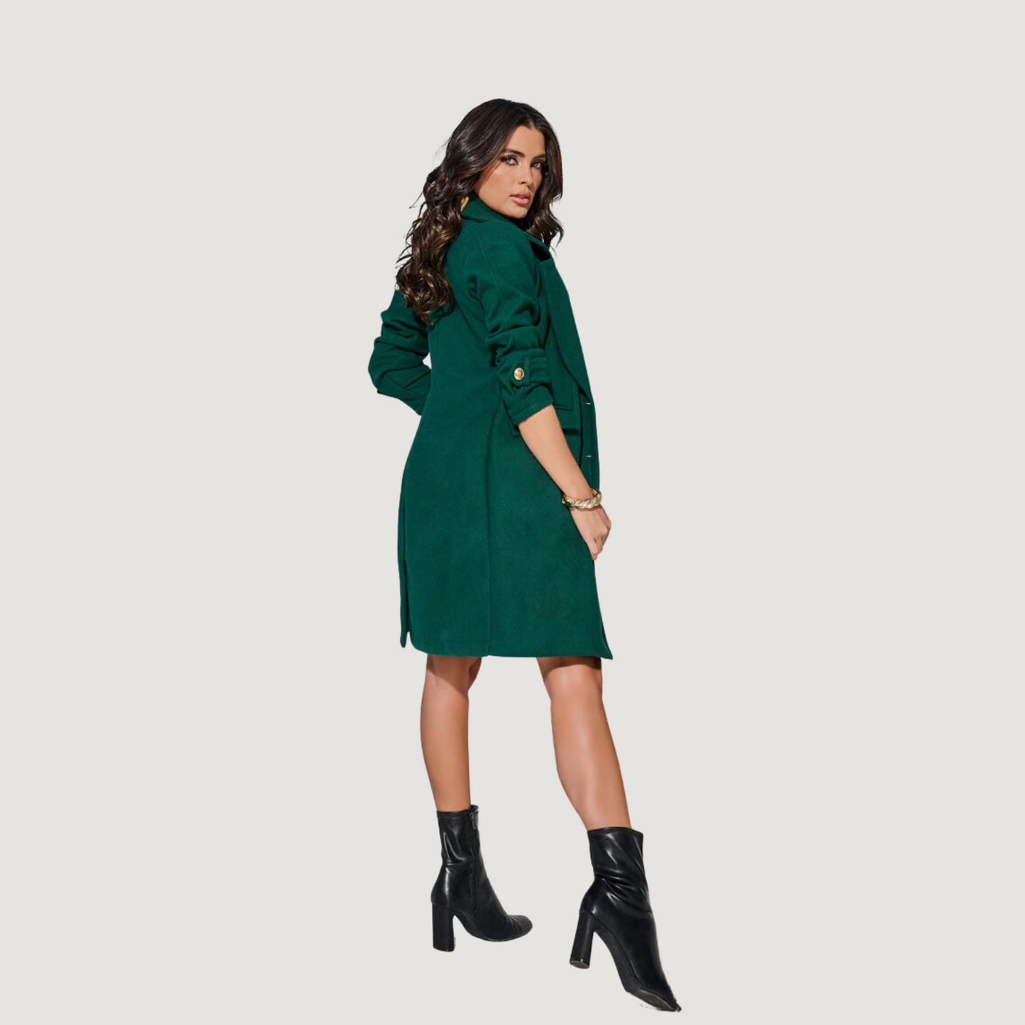 Women’s coat in emerald green - Saida Fashion