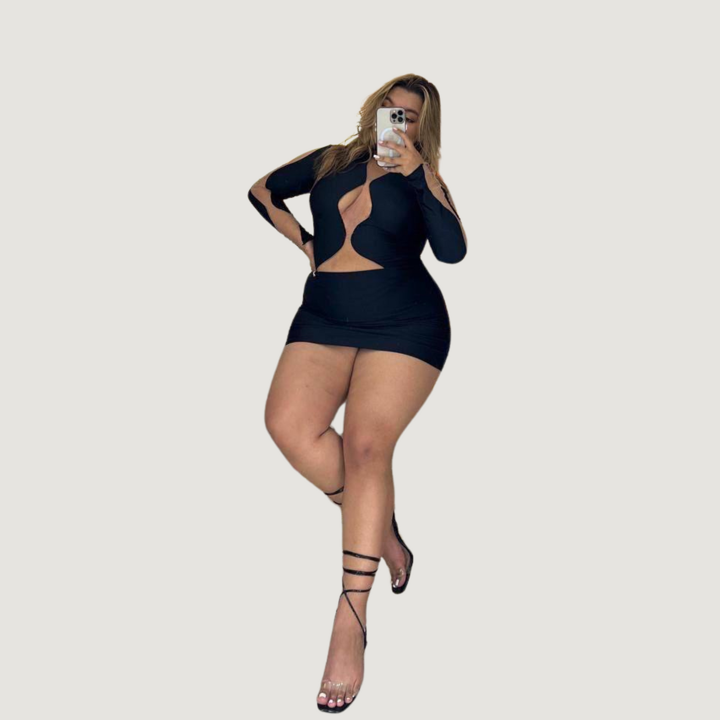 Long Sleeve Sheer Mini Dress