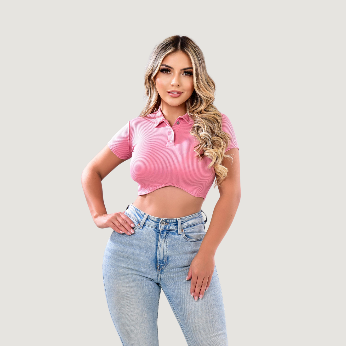 Comfortable Polo Ribbed Top