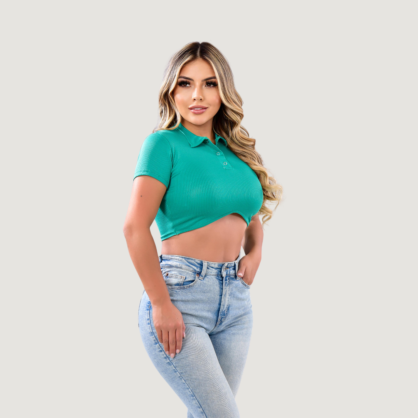 Comfortable Polo Ribbed Top