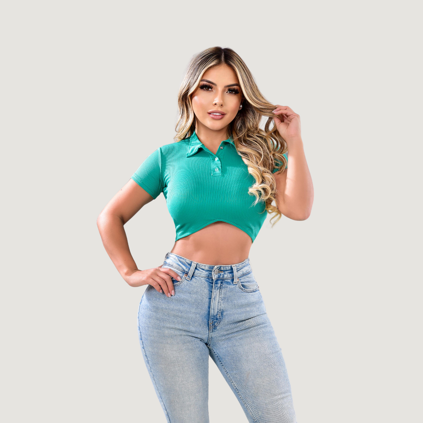 Comfortable Polo Ribbed Top