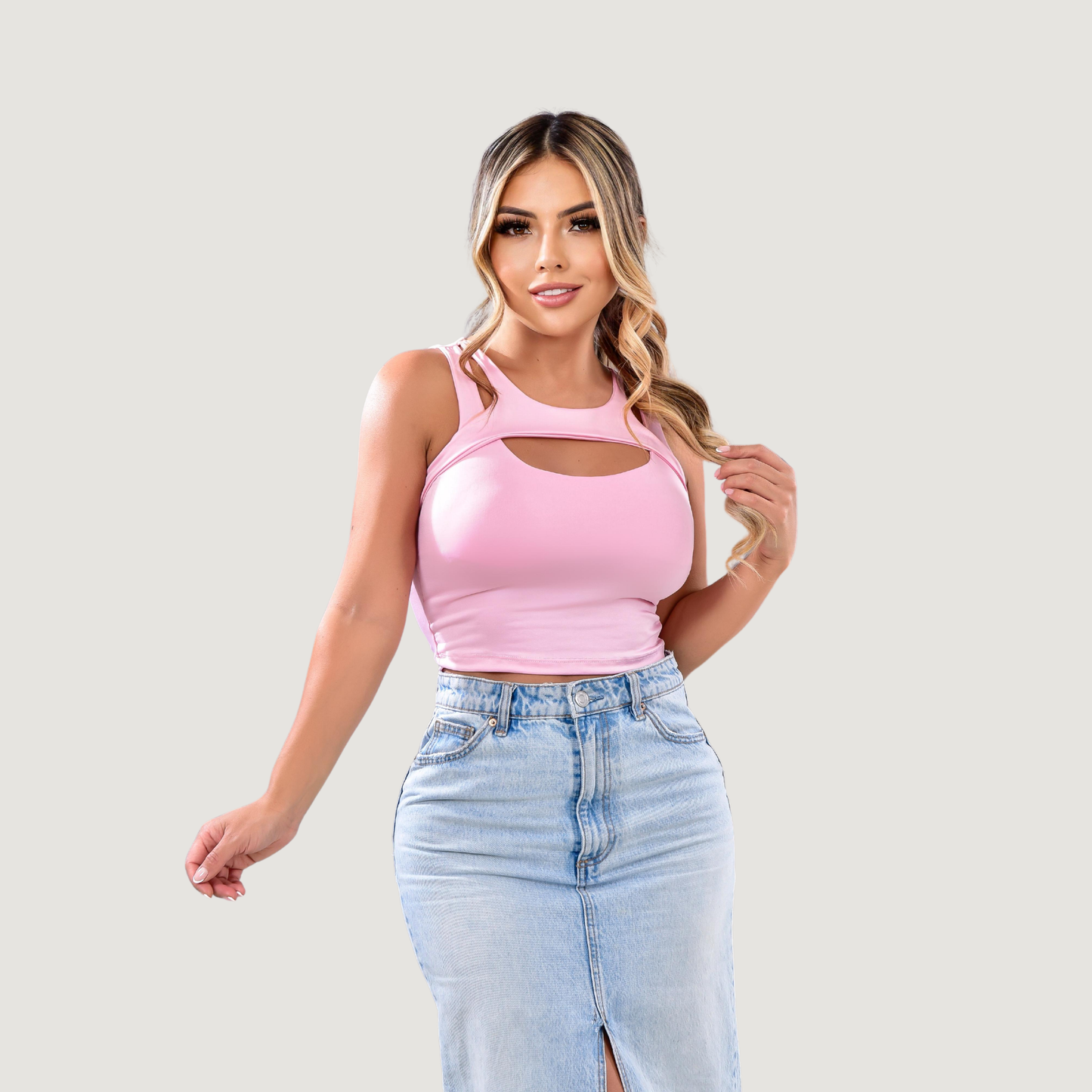 Cut Out Crop Top with Spandex Material