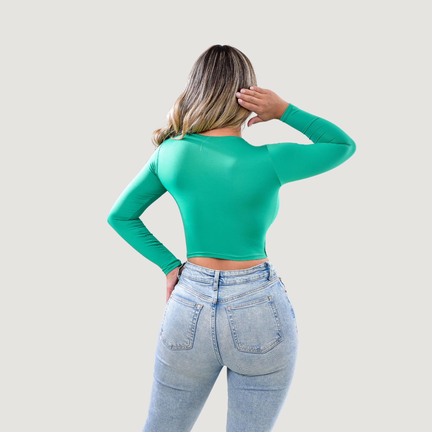 Long sleeve crop top- open neckline