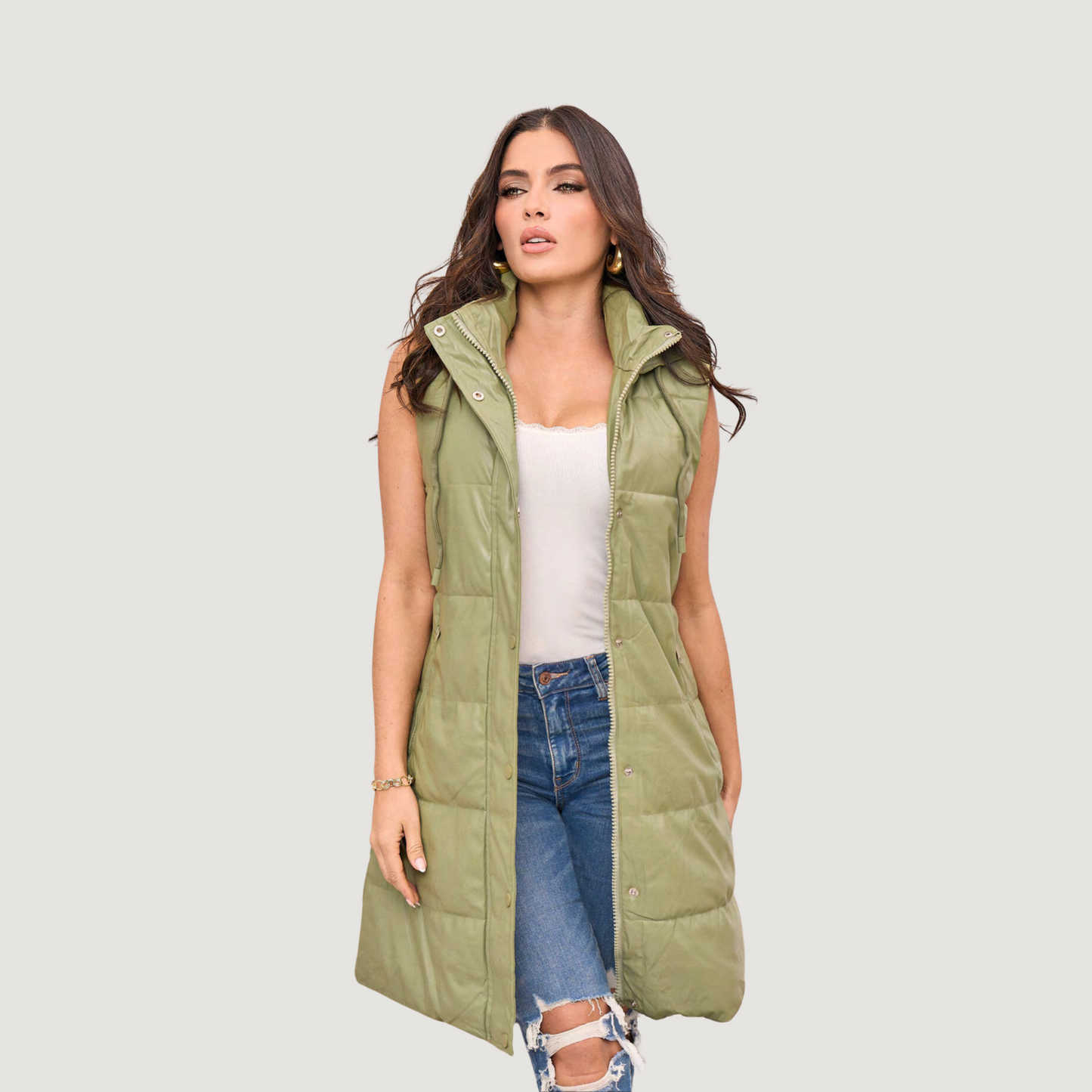 Long Quilted Puffer Vest – Sleek Look