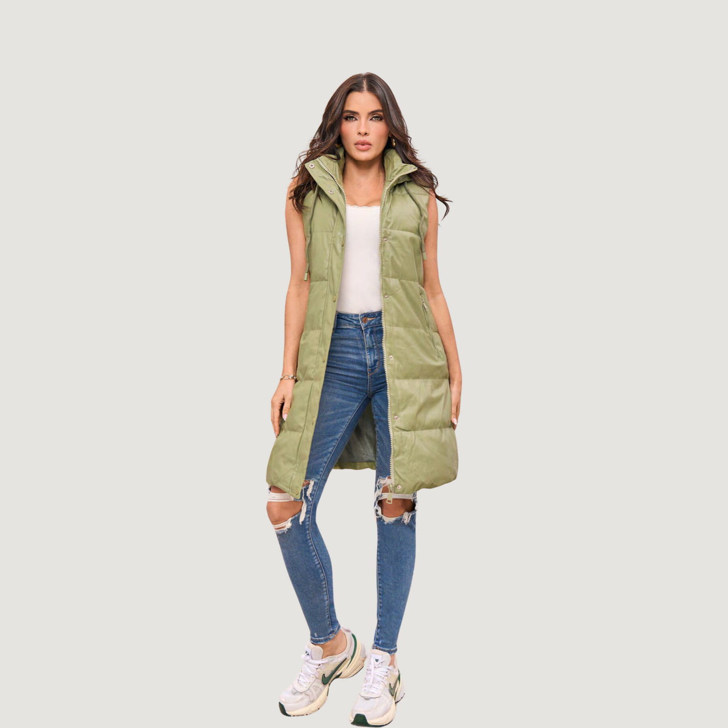 Long Quilted Puffer Vest – Sleek Look