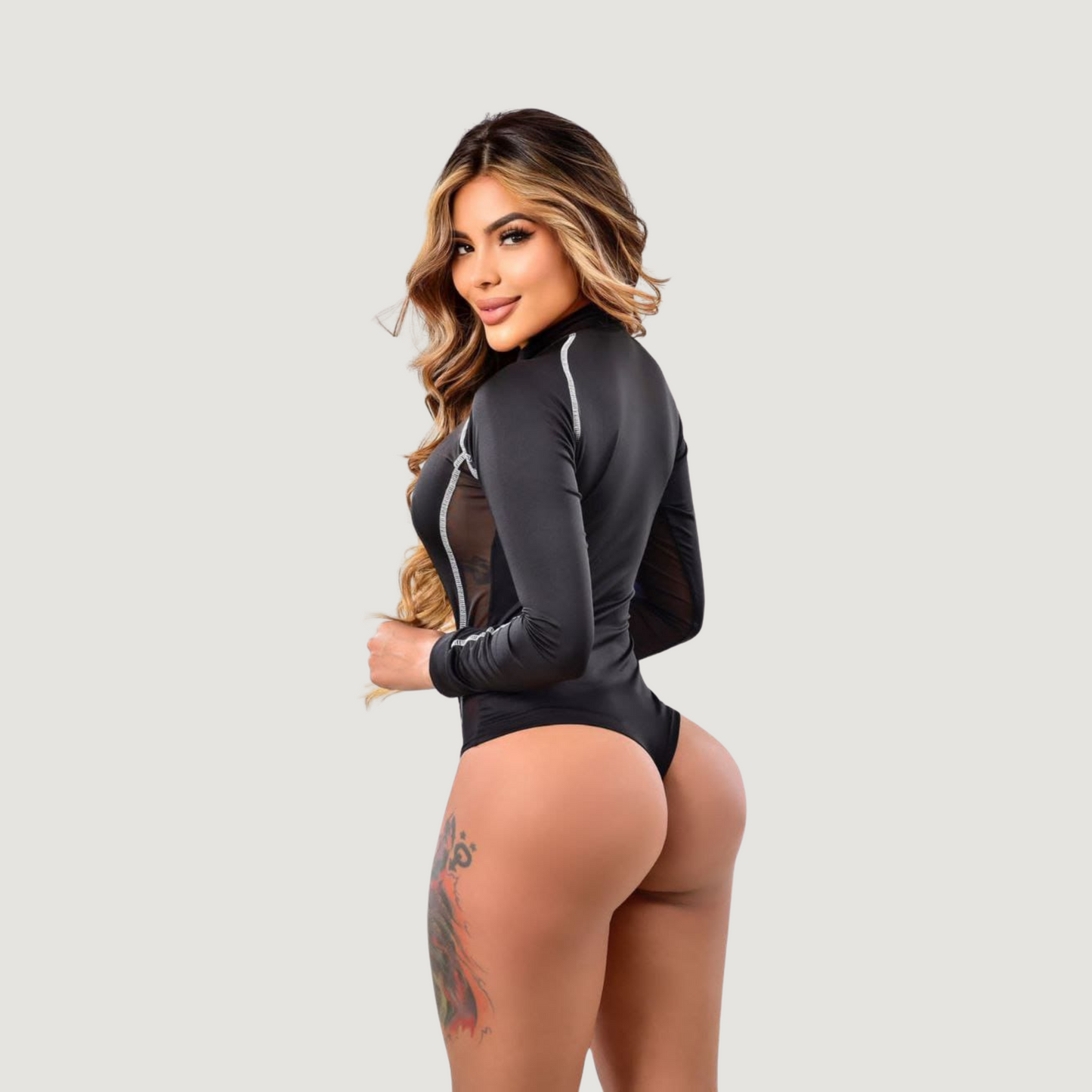Women's Rave Bodysuit - Long Sleeves Look
