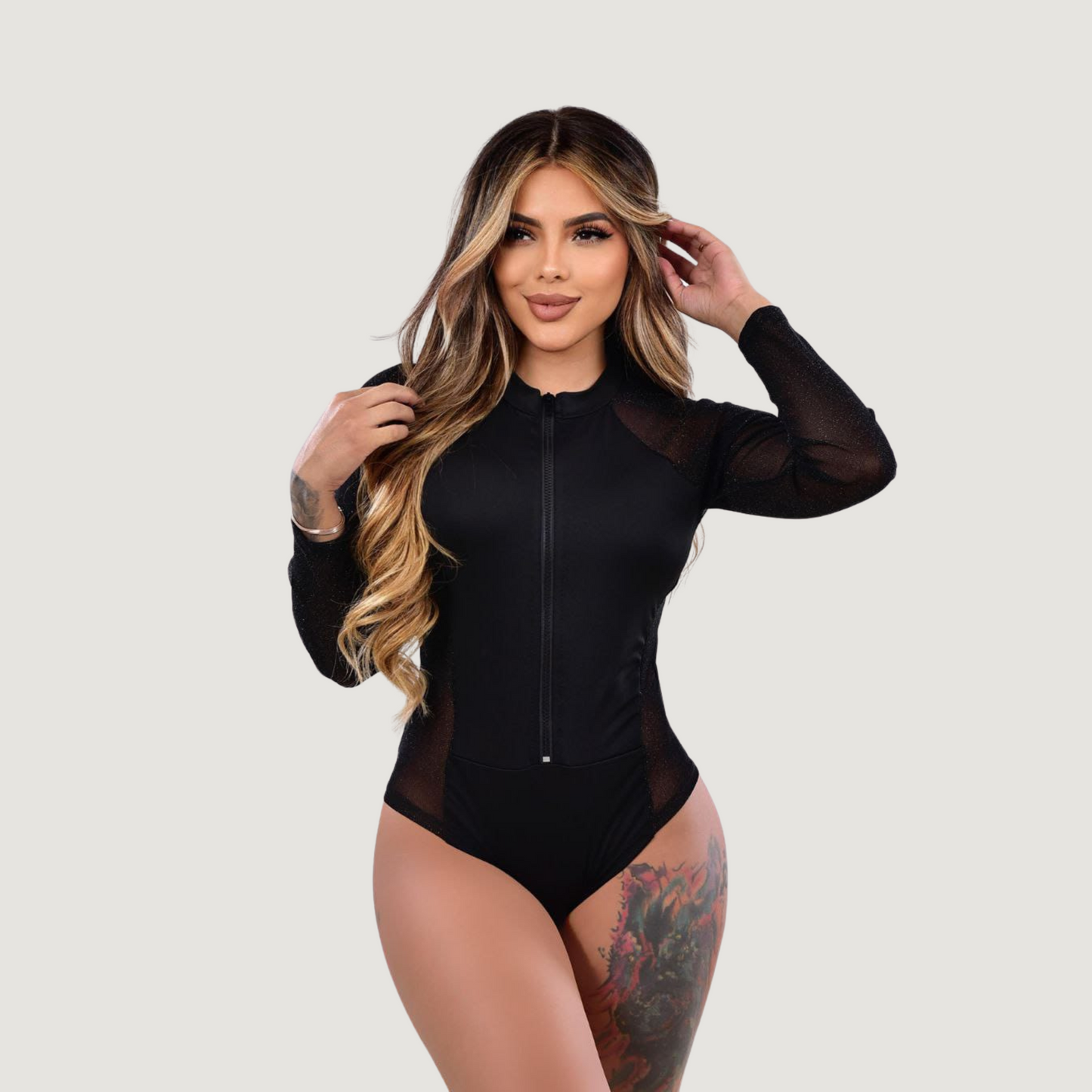 Women's Rave Bodysuit - Long Sleeves Look
