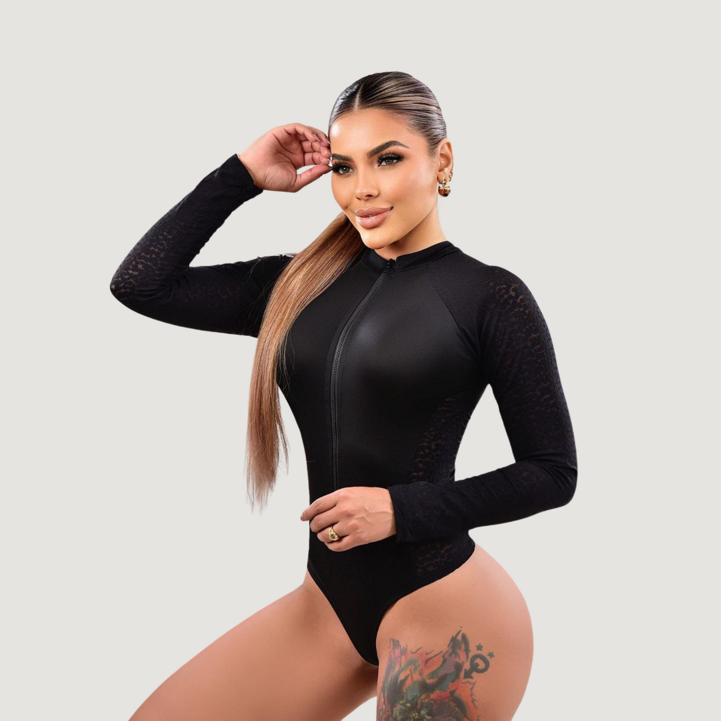 Women's Rave Bodysuit - Long Sleeves Look