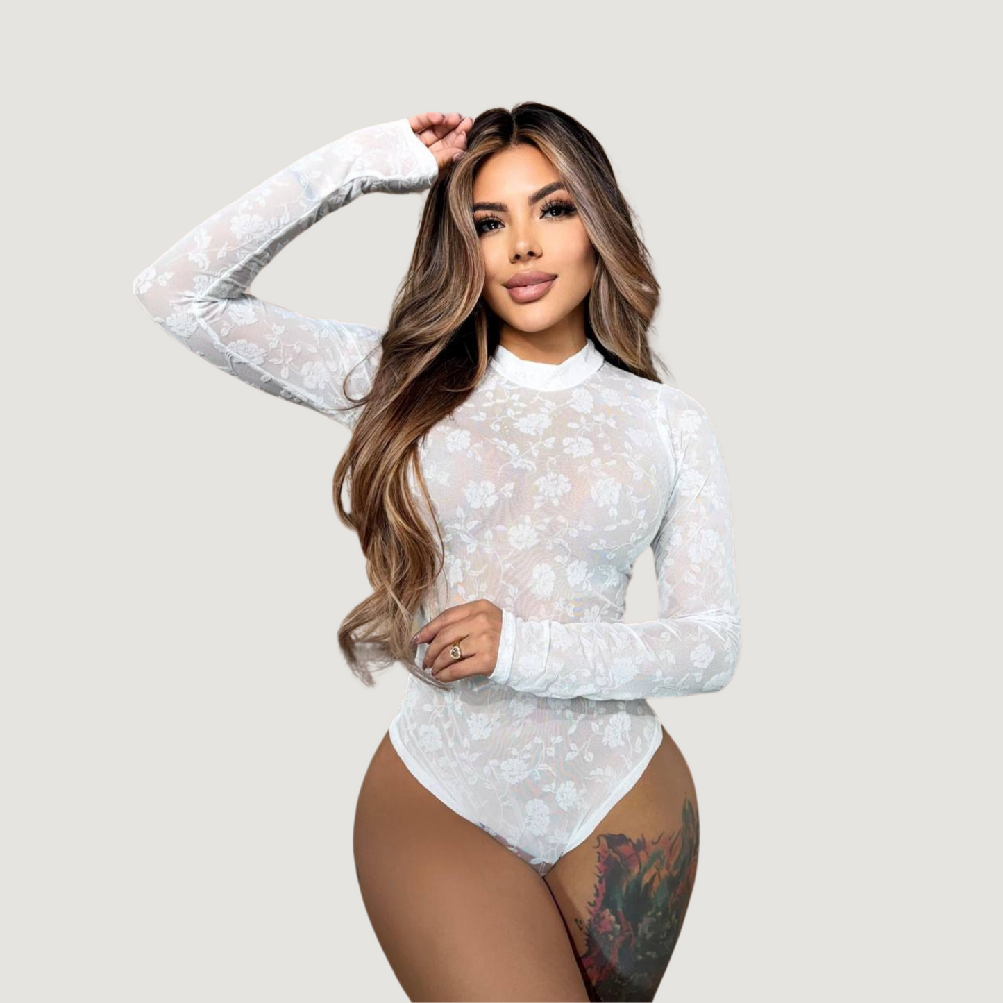 Leopard Mesh Bodysuit with Velvet Texture