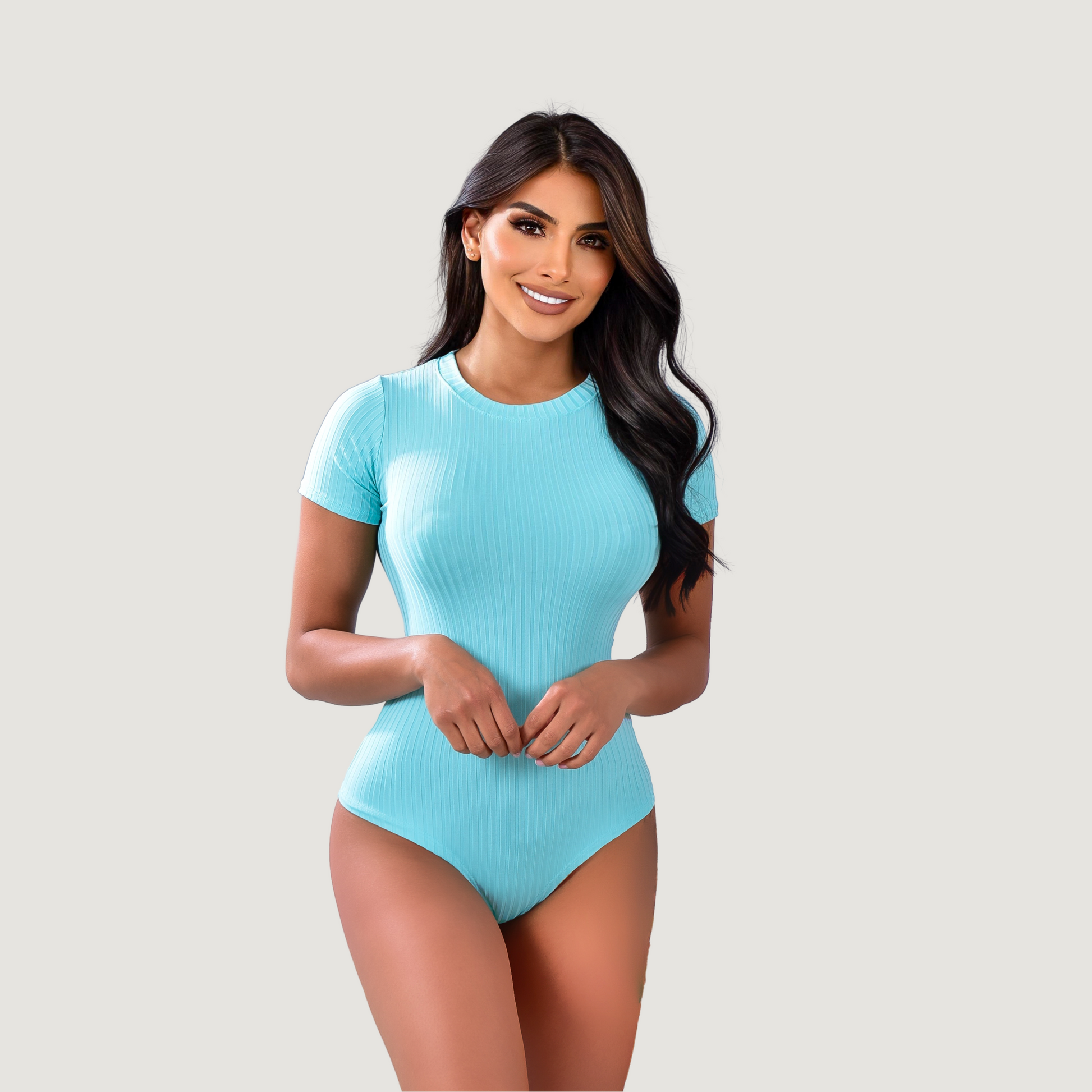 Women's Bodysuit - Ribbed Round Neck - Saida Fashion 