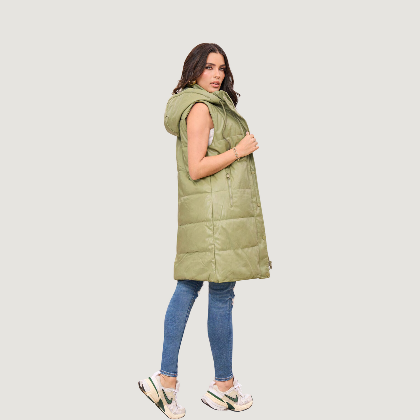 Long Quilted Puffer Vest – Sleek Look