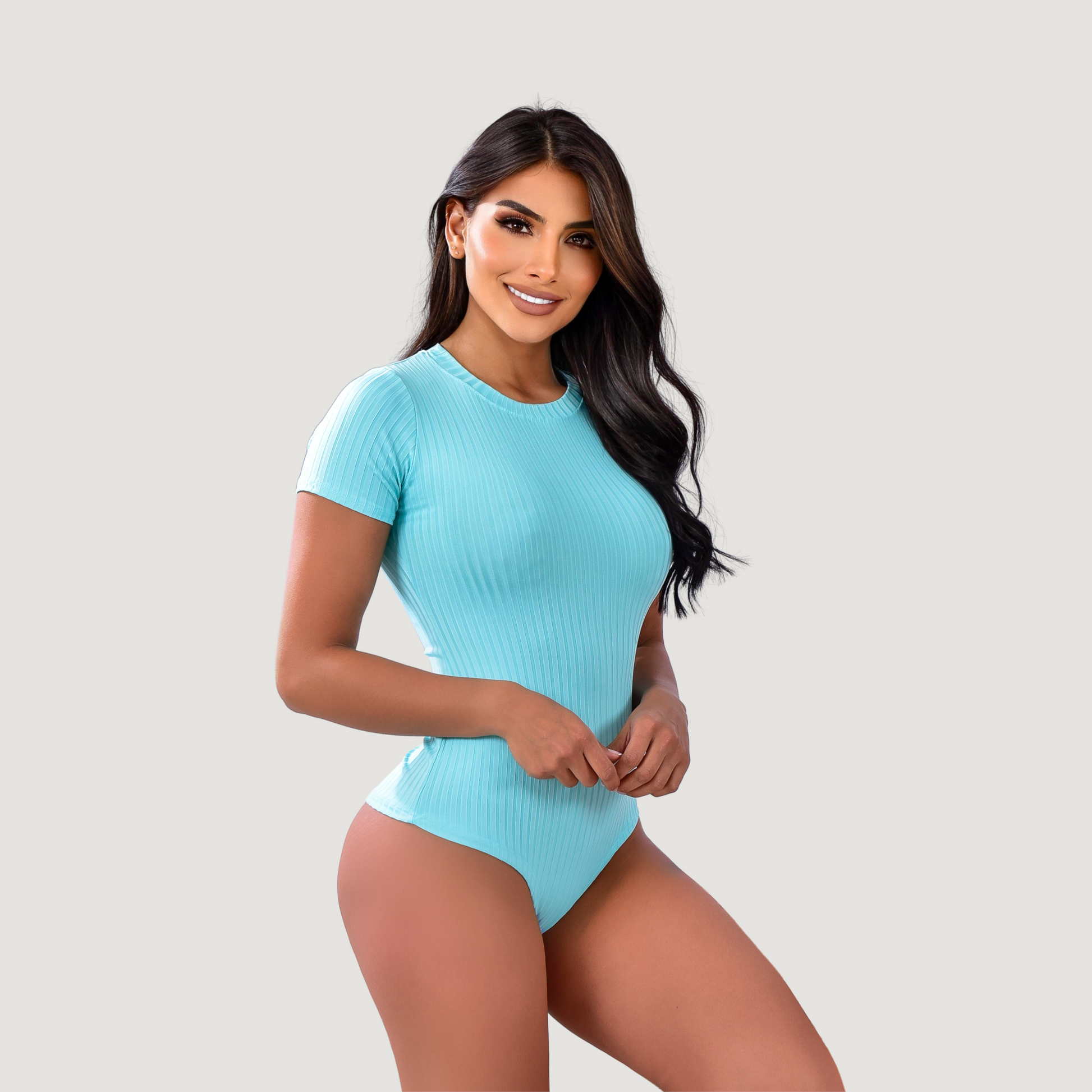 Women's Bodysuit - Ribbed Round Neck - Saida Fashion 