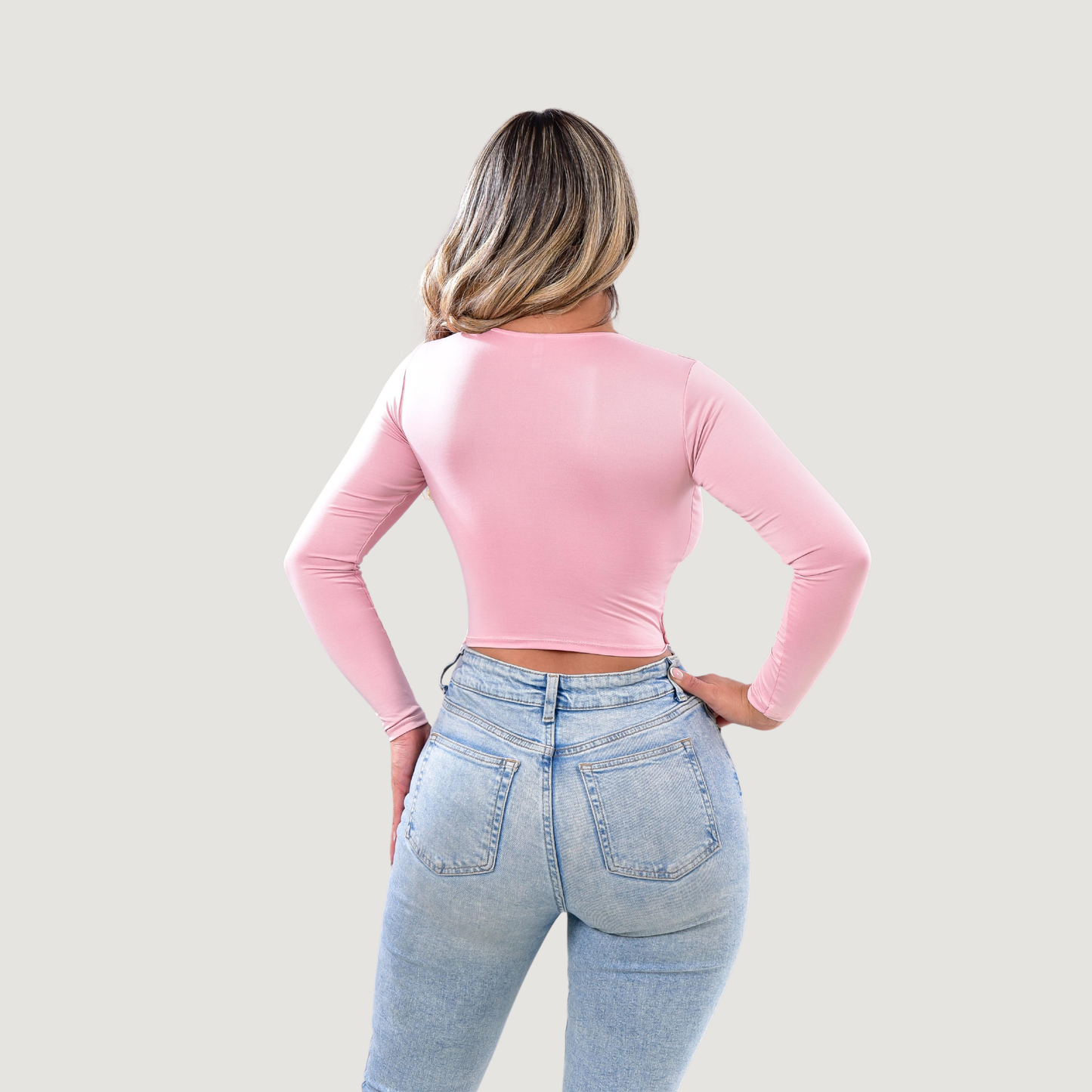 Long sleeve crop top- open neckline