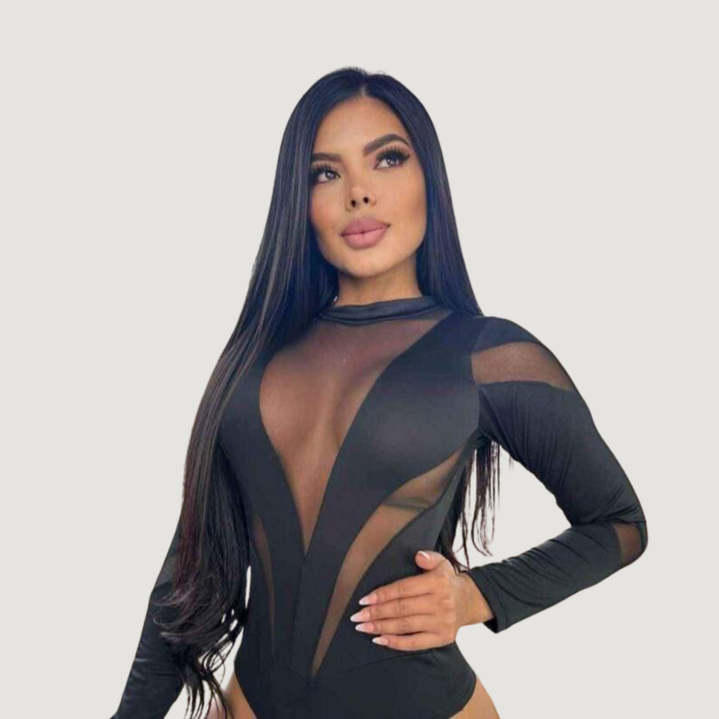 Sexy Bodysuit - Spandex - Mesh Mix - Saida Fashion 