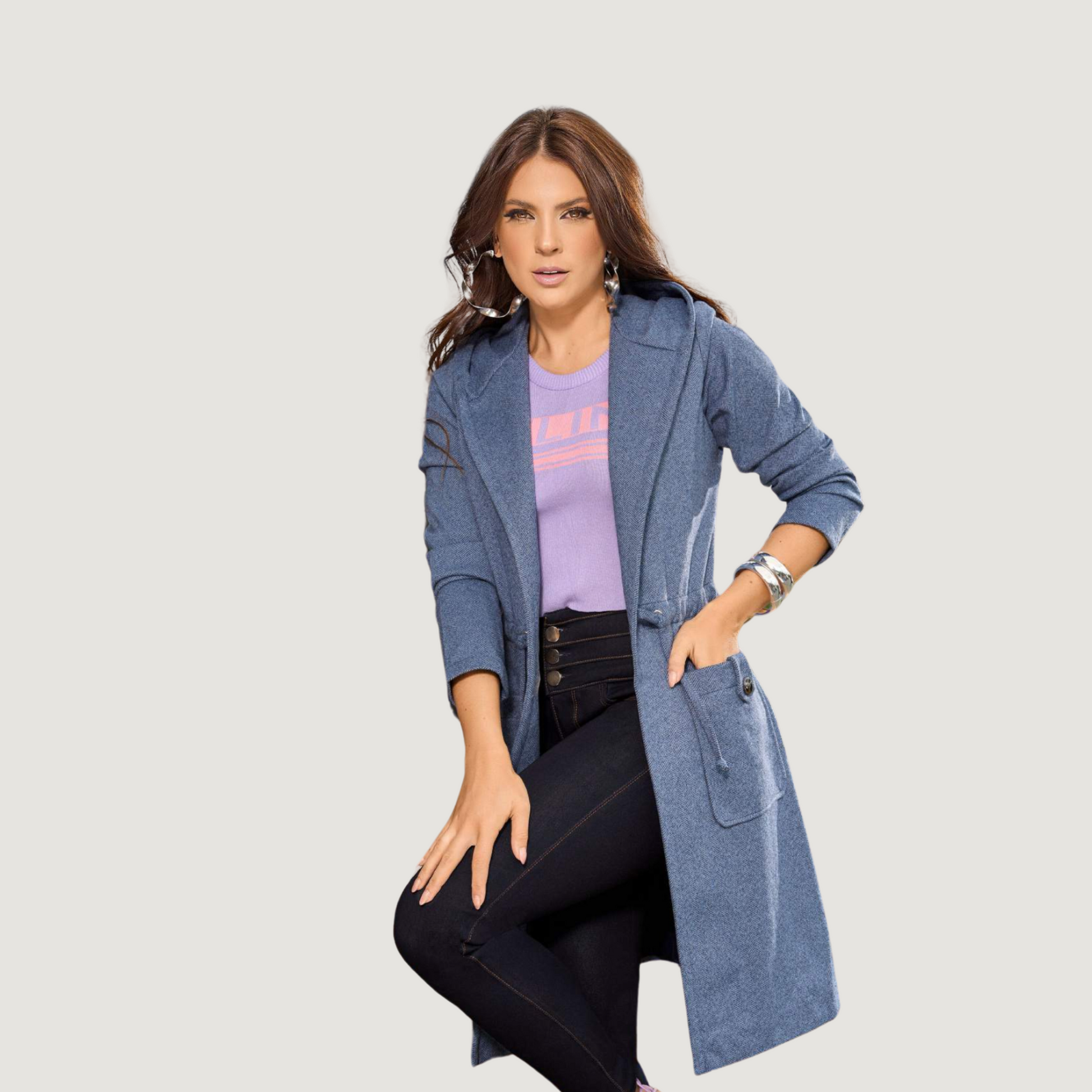 Trench Coat with Adjustable Waist - Saida Fashion 