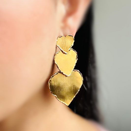 Big earrings with triple heart design - Saida Fashion 