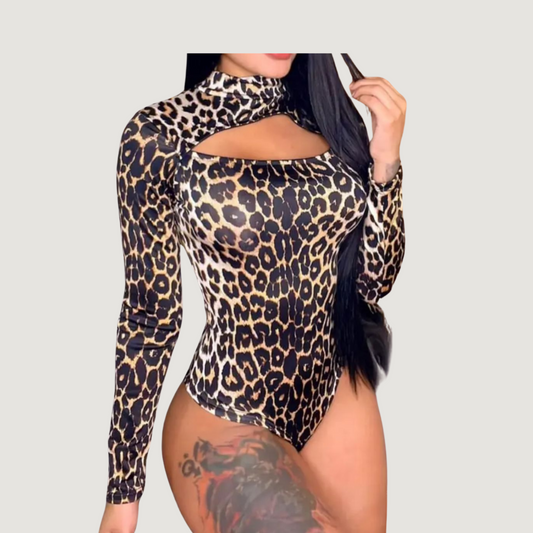 Cutout Bodysuit - Oval Neck Long Sleeve