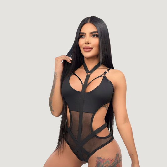 Fishnet Bodysuit w/ Cut-Outs & Straps (Copy) - Saida Fashion 