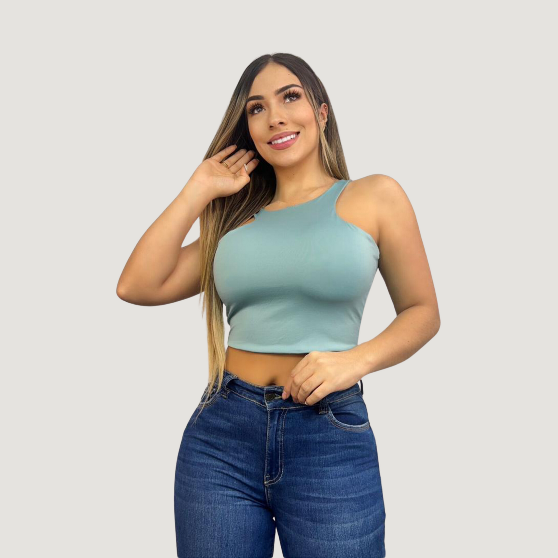 Essential crop top - layered front - Saida Fashion 