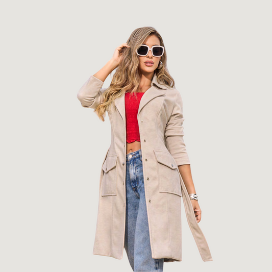 Beige Coat with Patch Pockets