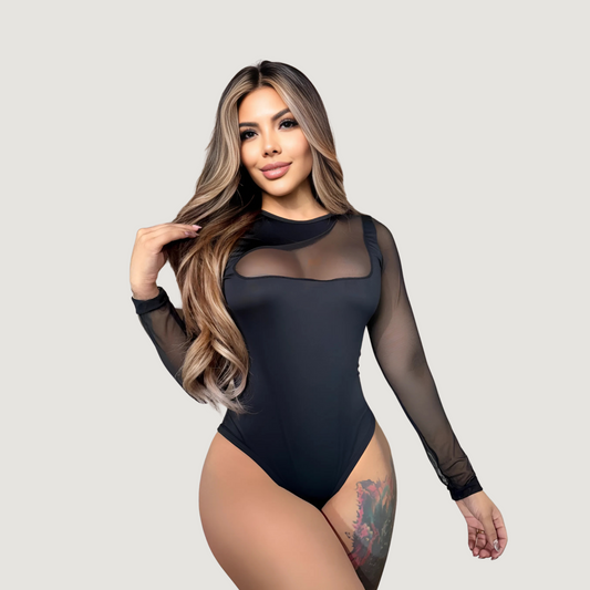 Sexy Mesh Contrast Bodysuit