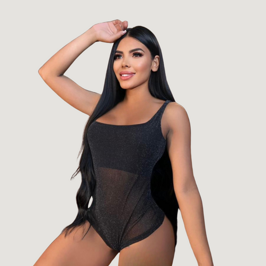 See Through Bodysuit with Sparkly Mesh