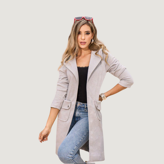 Stretch Fabric Gray Hooded Coat