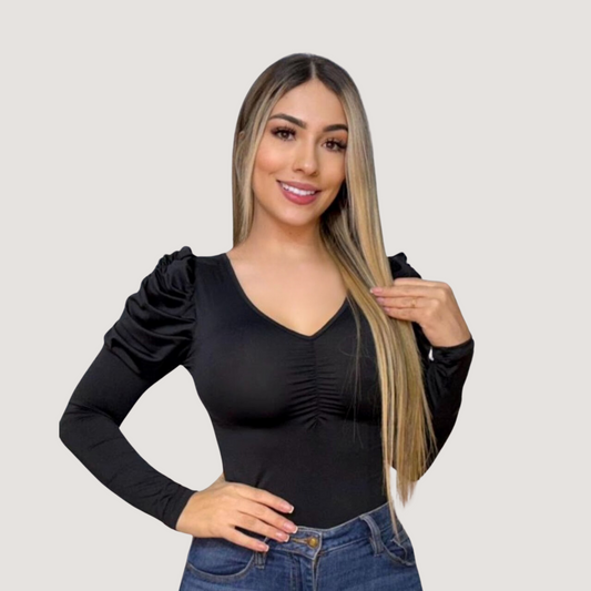 Long sleeve blouses for women-puffed shoulders - Saida Fashion 