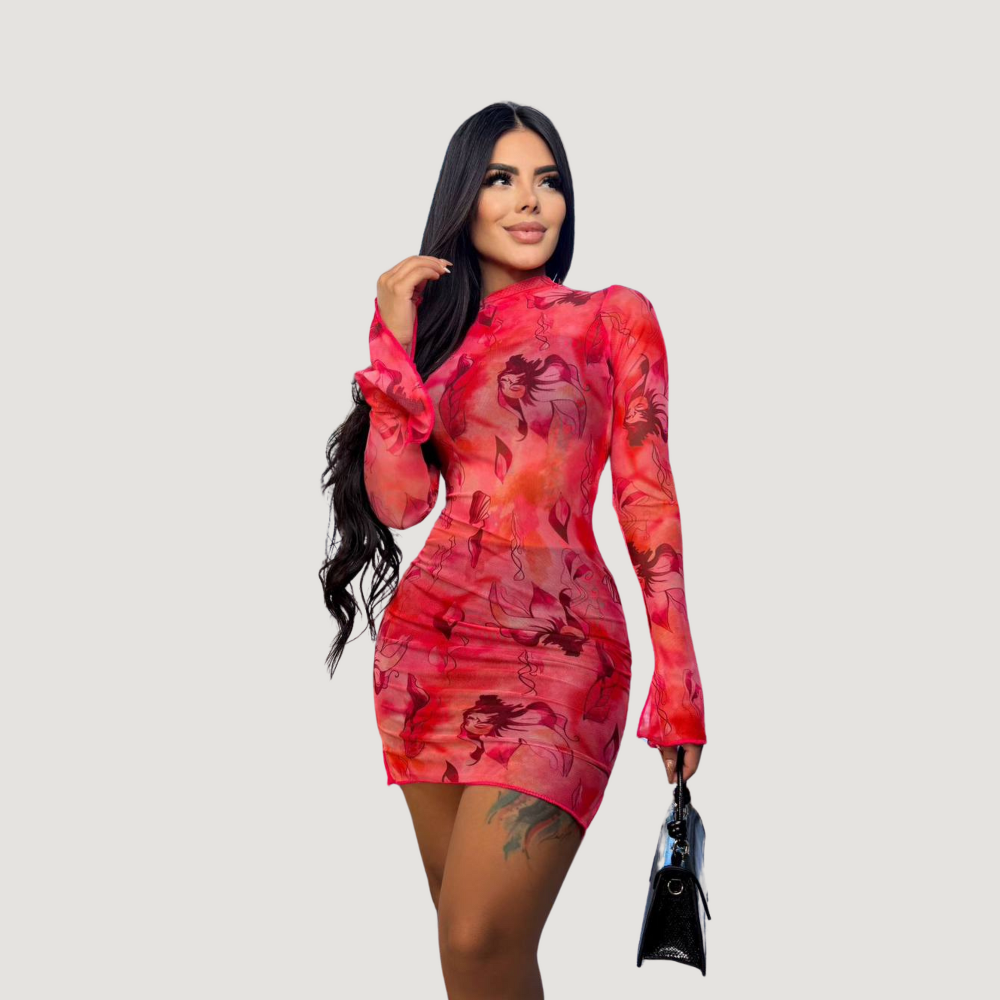 Mesh Dress with Spandex Fit - Saida Fashion 