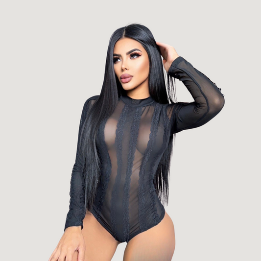 Lace Bodysuit - Mesh & Lace - Saida Fashion 