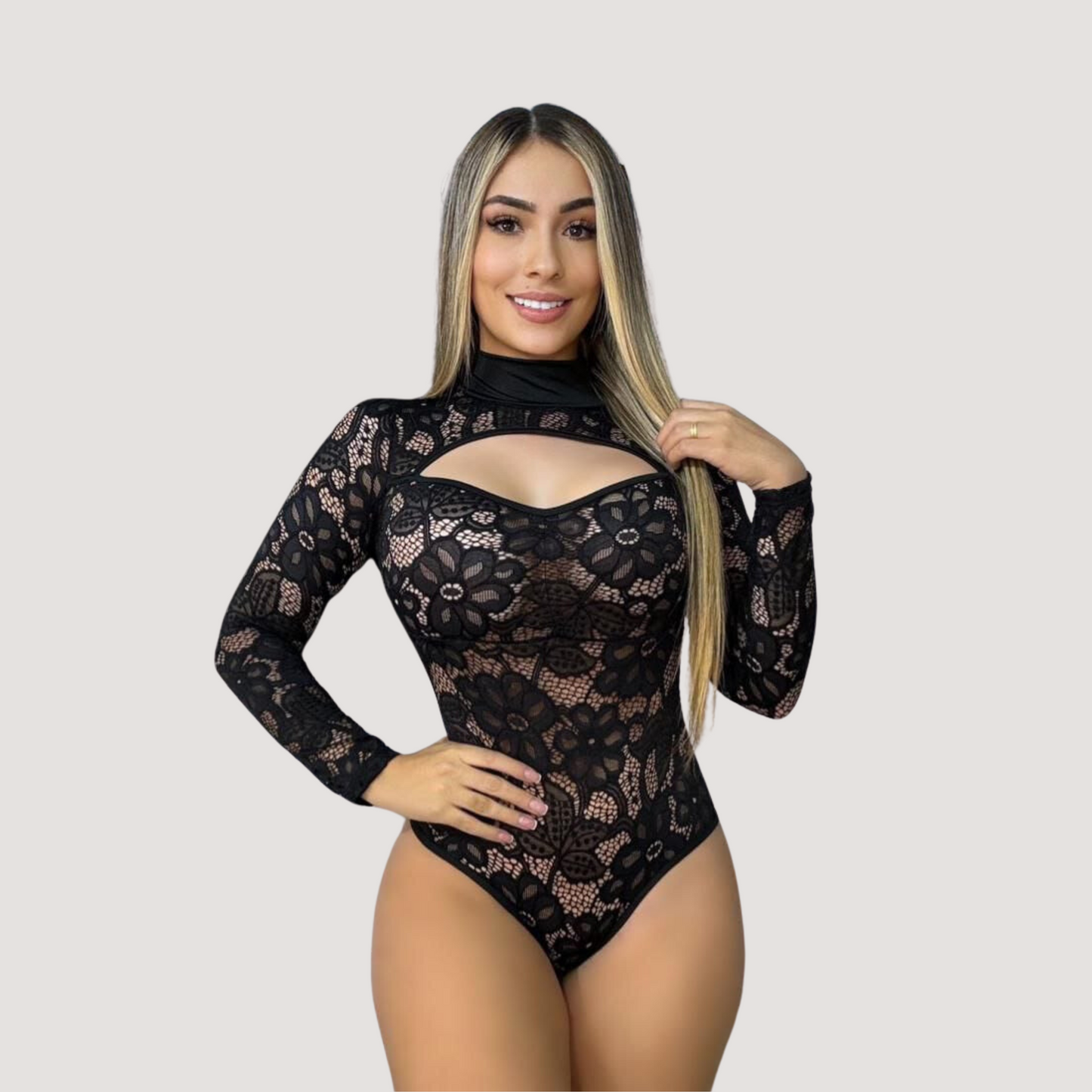 Feminine Sheer Lace Bodysuit