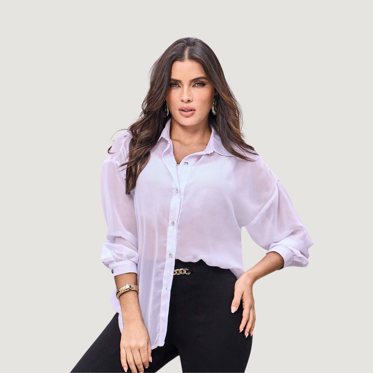 Chiffon Blouse with Classic Collar