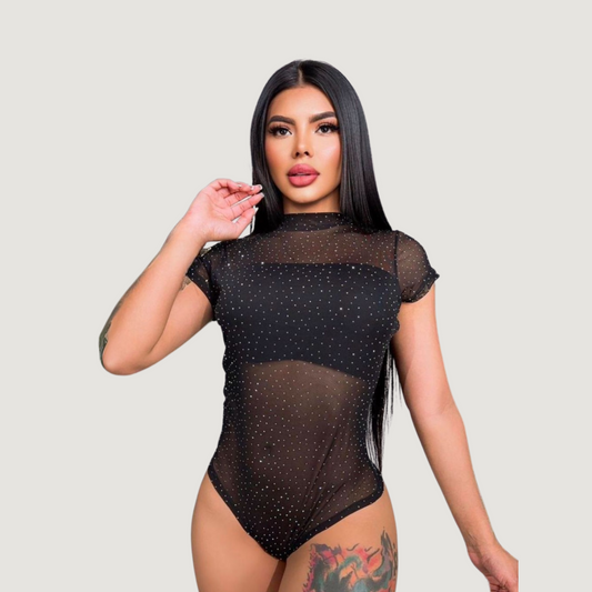 Sparkly Rhinestone Mesh Bodysuit