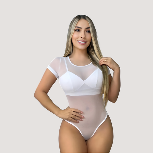 See Through Bodysuit - Crop Top Combo - Saida Fashion 