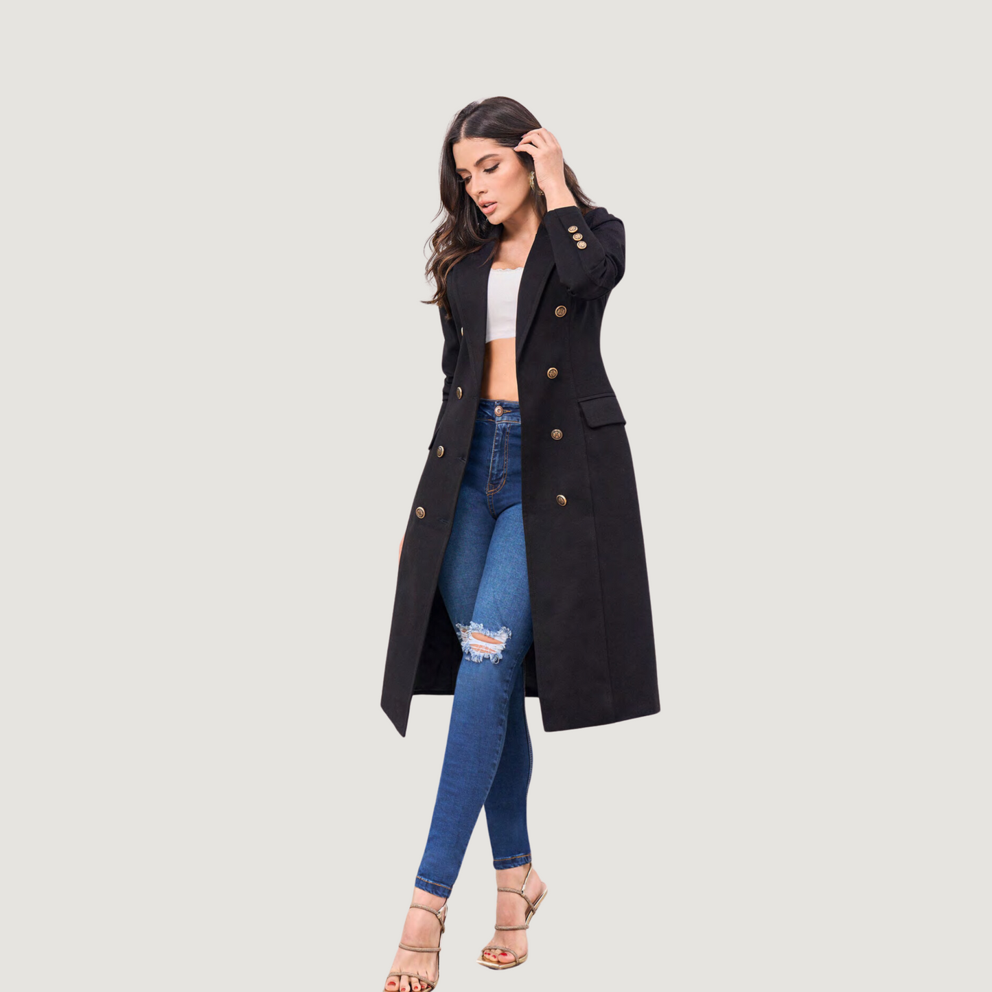 Ivory Double-Breasted Coat