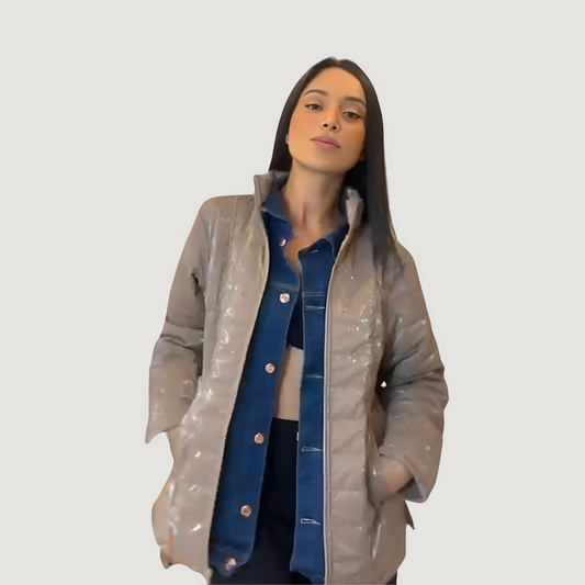 Quilted Jacket with Denim Appeal