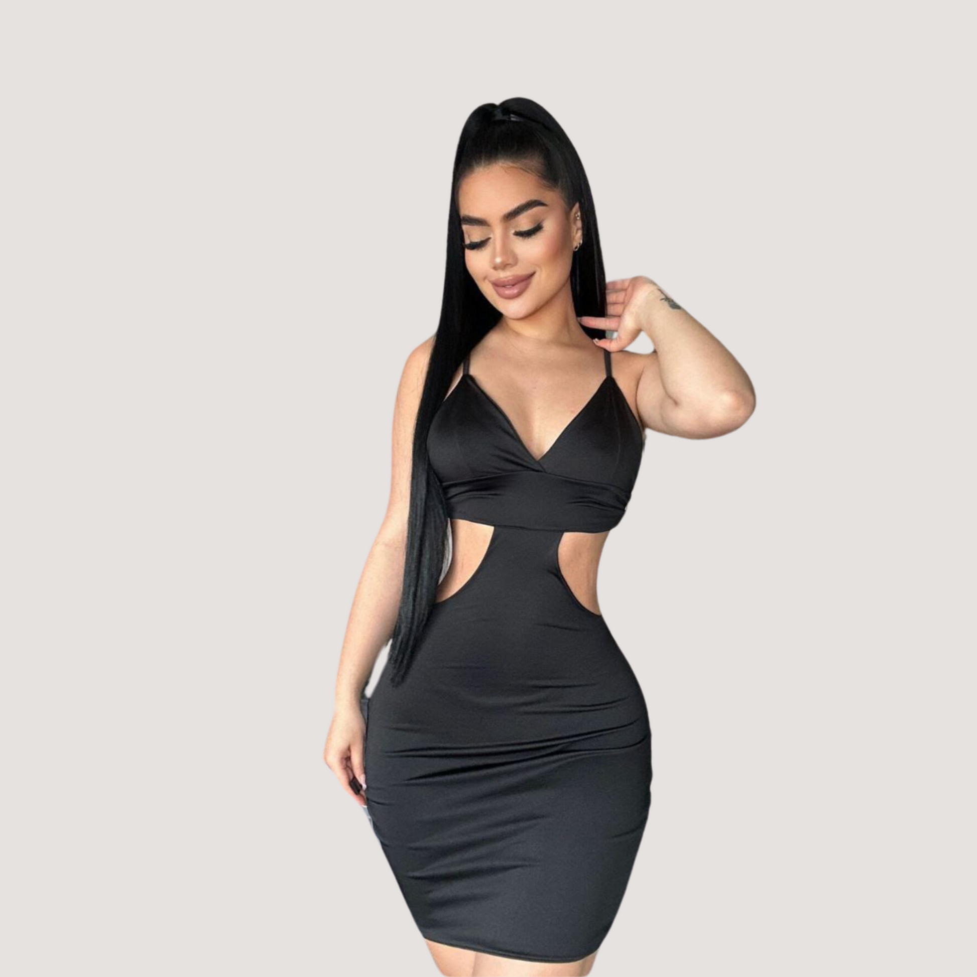 Sexy Cut-Out Waist Lycra Dress - Saida Fashion 