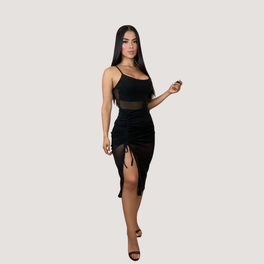 See Through Night Dress-Shiny Mesh - Saida Fashion 