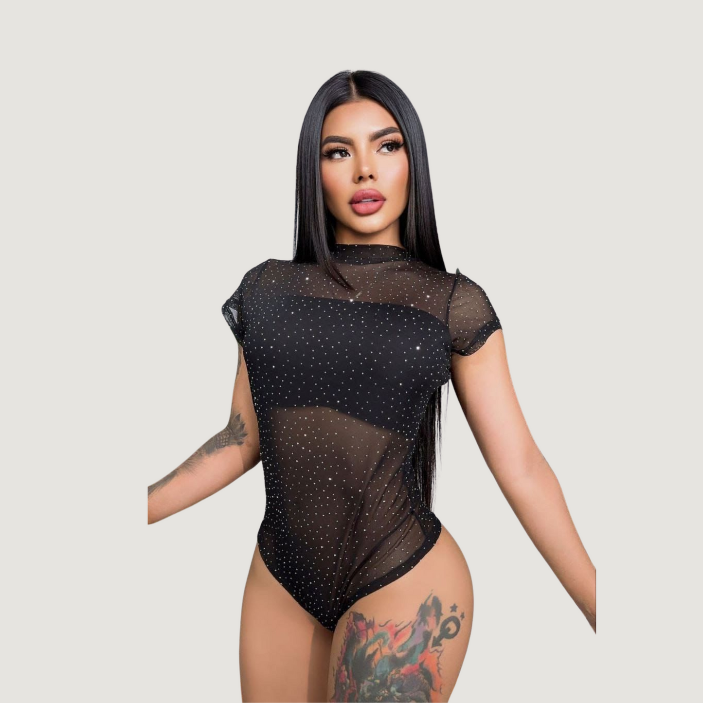 Sparkly Rhinestone Mesh Bodysuit