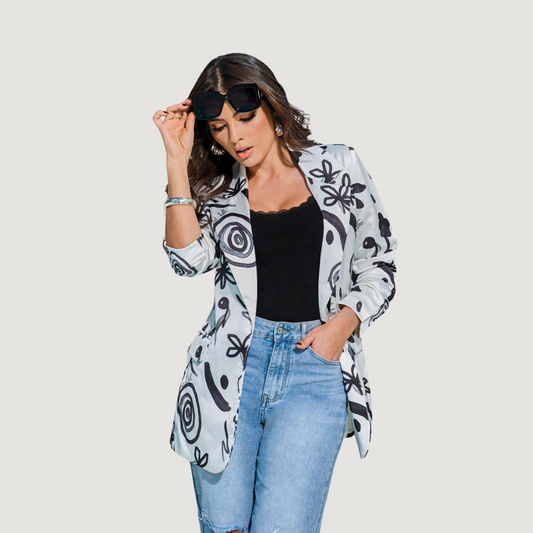 Floral jacket in lightweight satin - Saida Fashion 