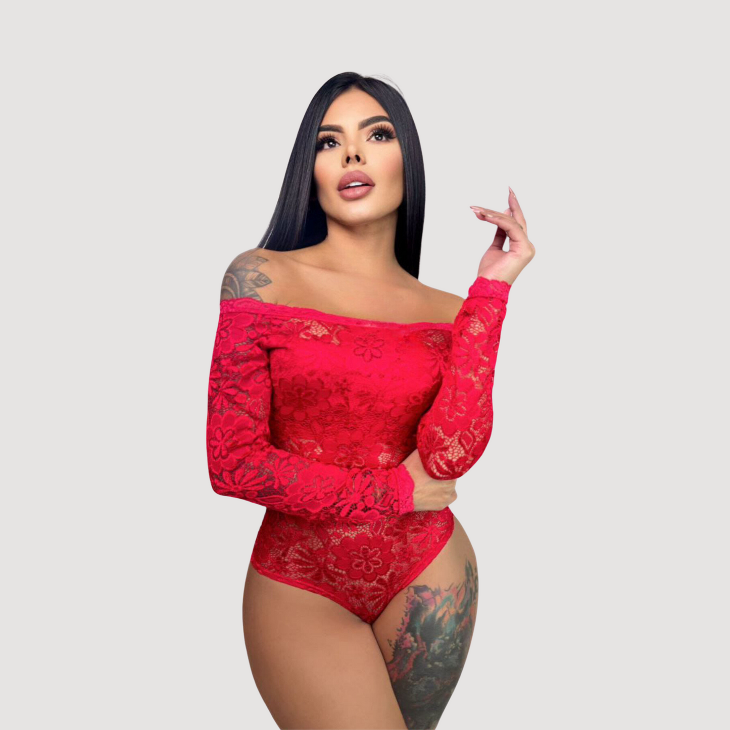 Lace Bodysuit Top - Lined Bust Style - Saida Fashion 