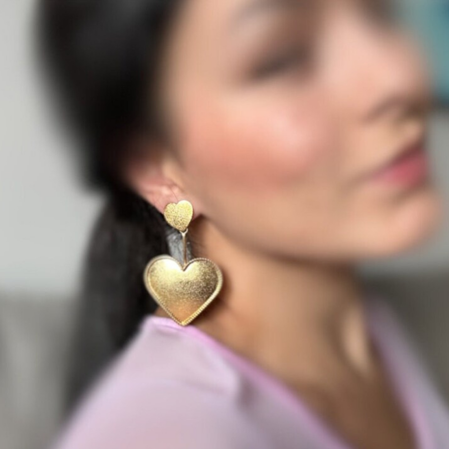 Heart-shaped earrings with double hearts - Saida Fashion 