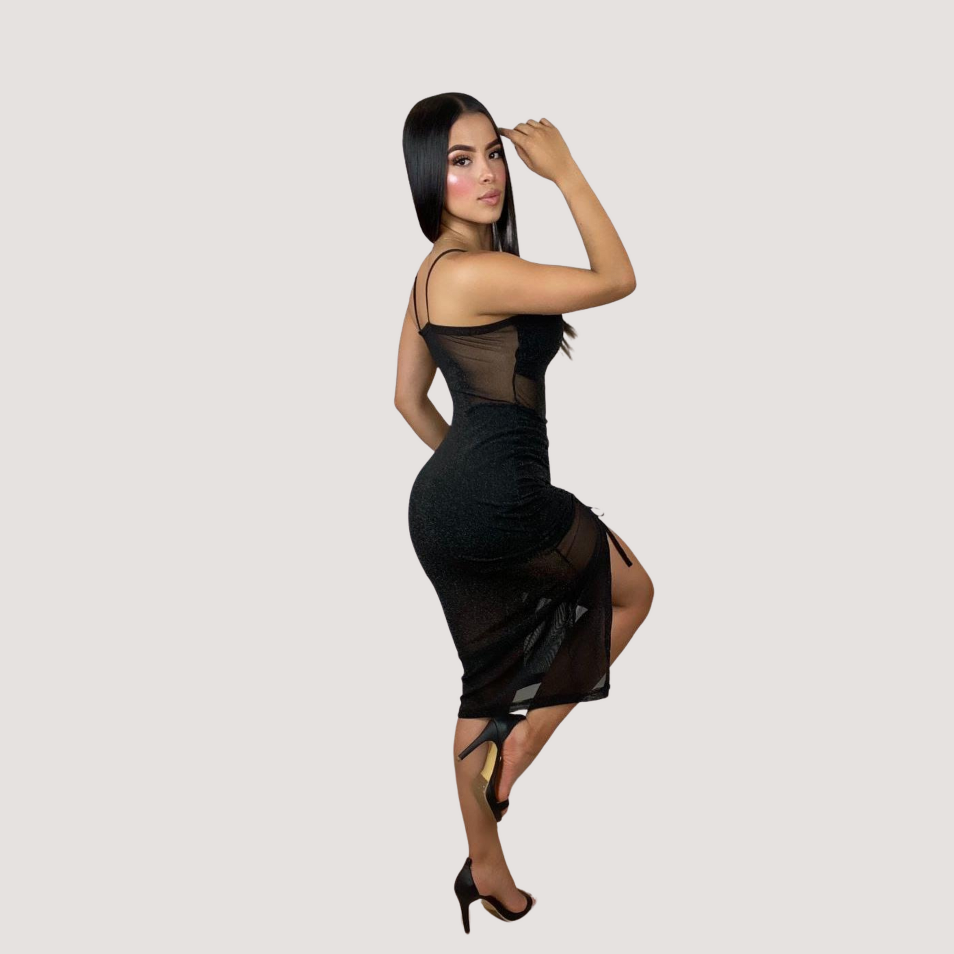 See Through Night Dress-Shiny Mesh - Saida Fashion 