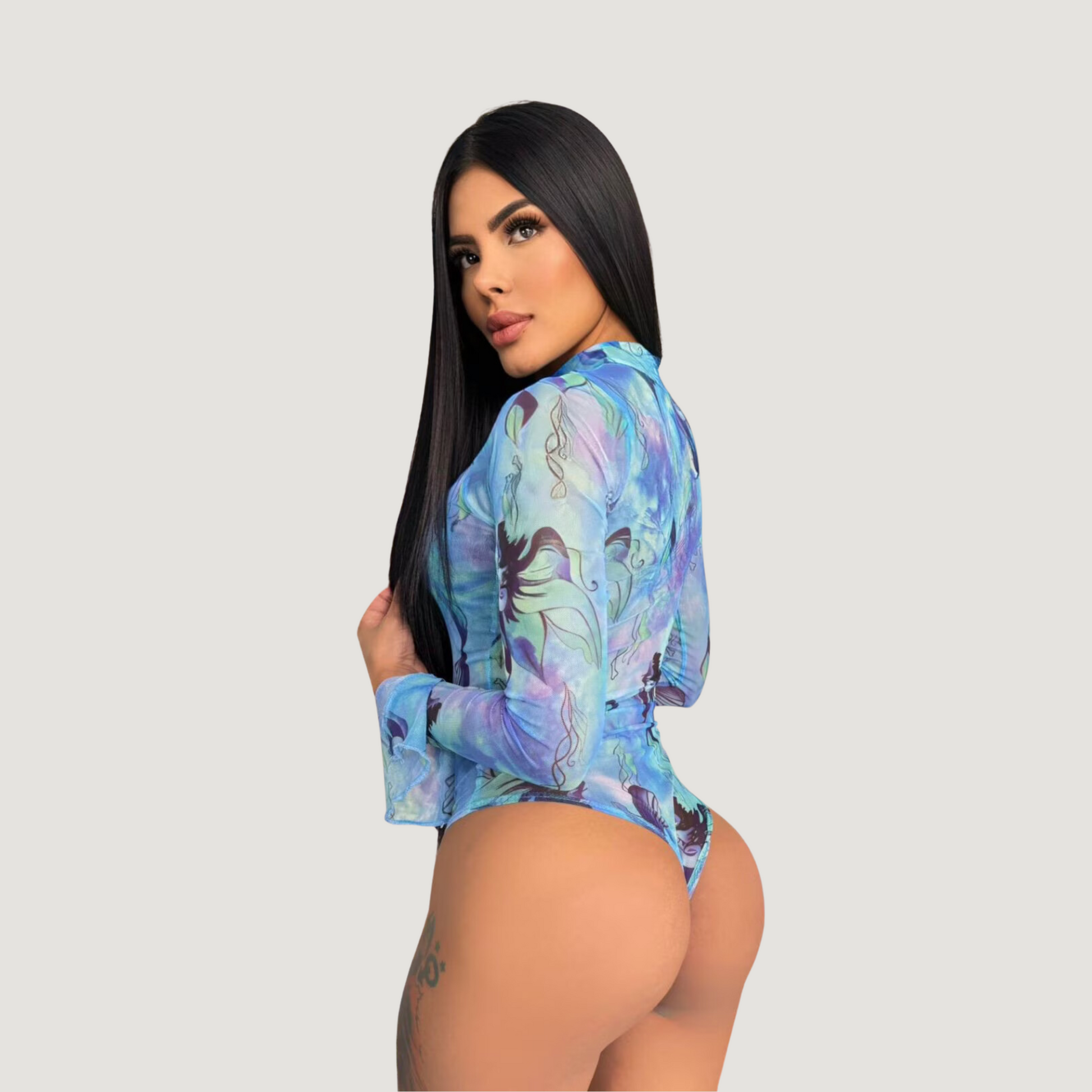 Bodysuits For Women - Mesh Bell Sleeves - Saida Fashion 