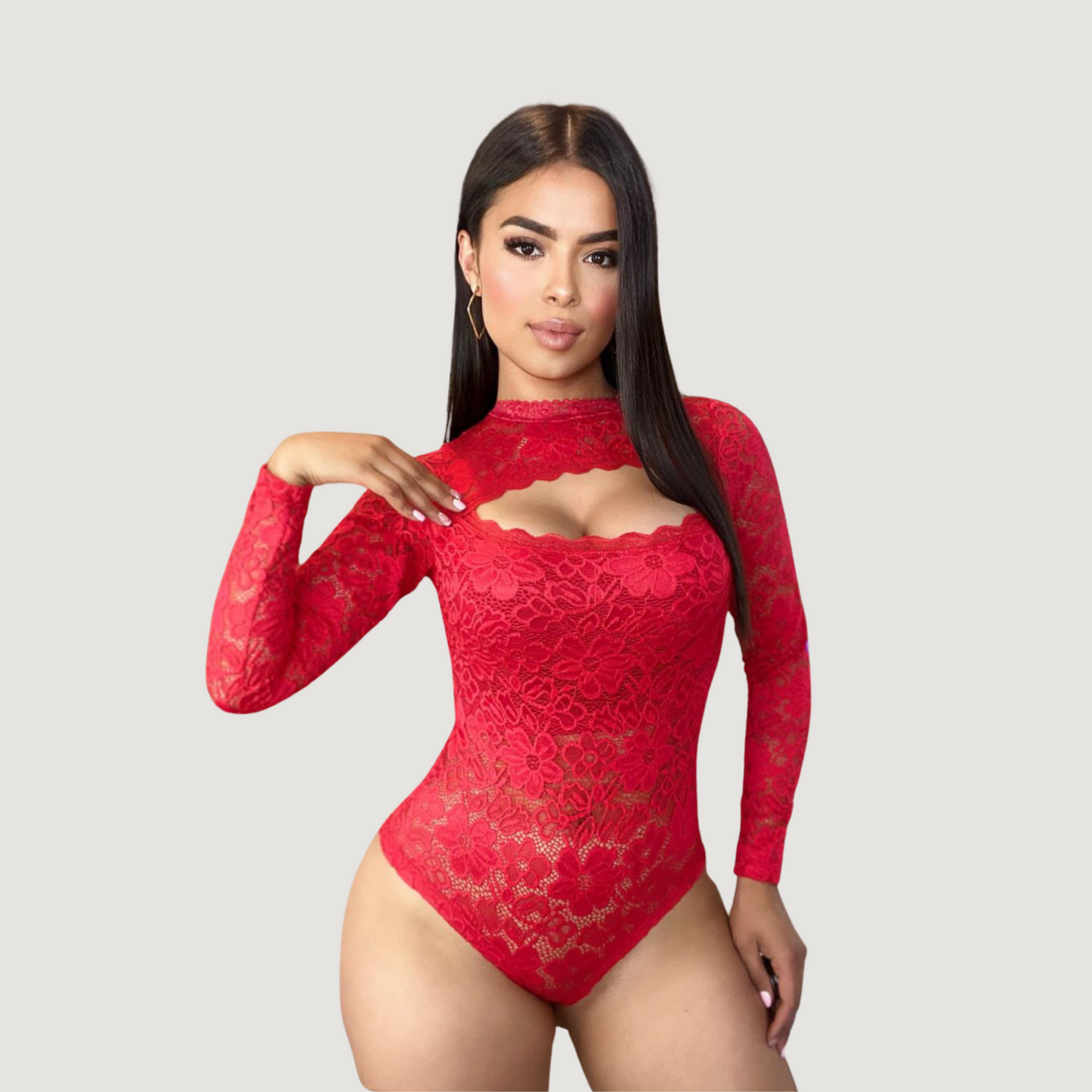 Feminine Sheer Lace Bodysuit