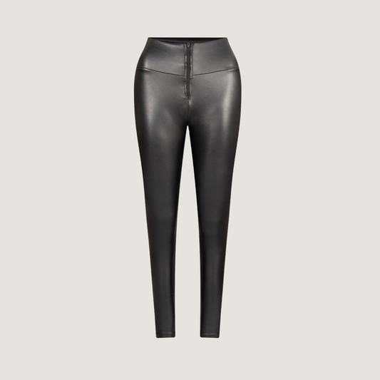 Leather Pants with High-Waisted Fit