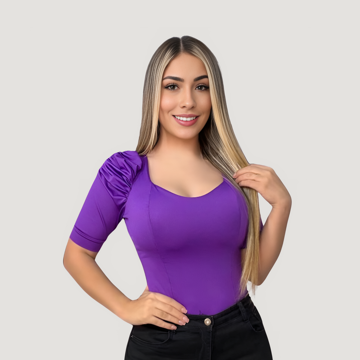 Women's Bodysuits - Puffed Sleeves - Saida Fashion 