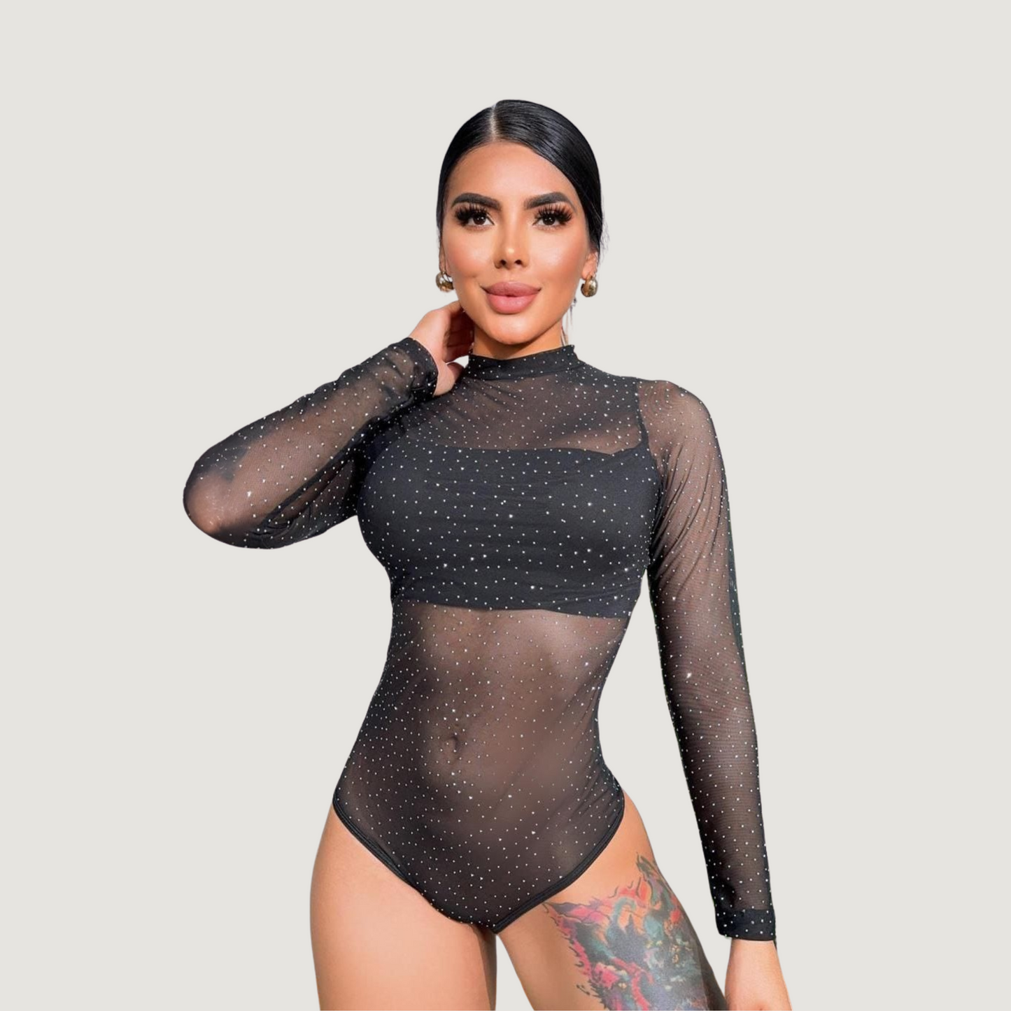 Sparkly Rhinestone Mesh Bodysuit